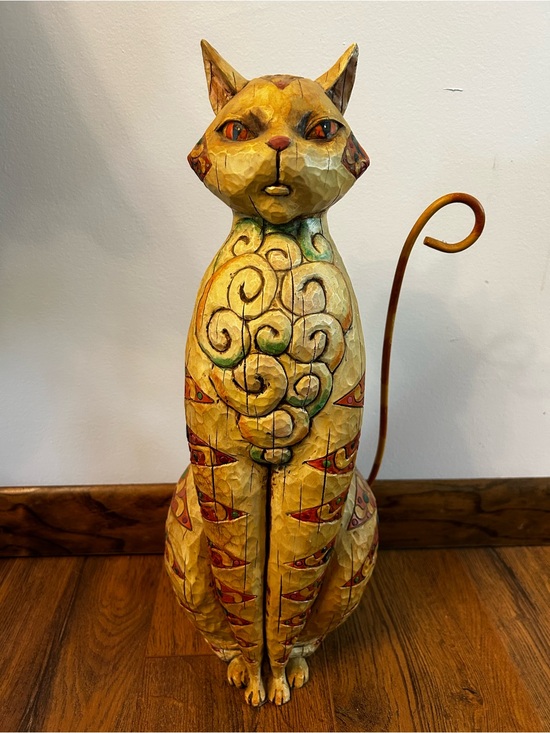Jim Shore Other - Heartwood Creek Jim Shore Enesco Tall Orange Quilted Cat Sculpture Statue